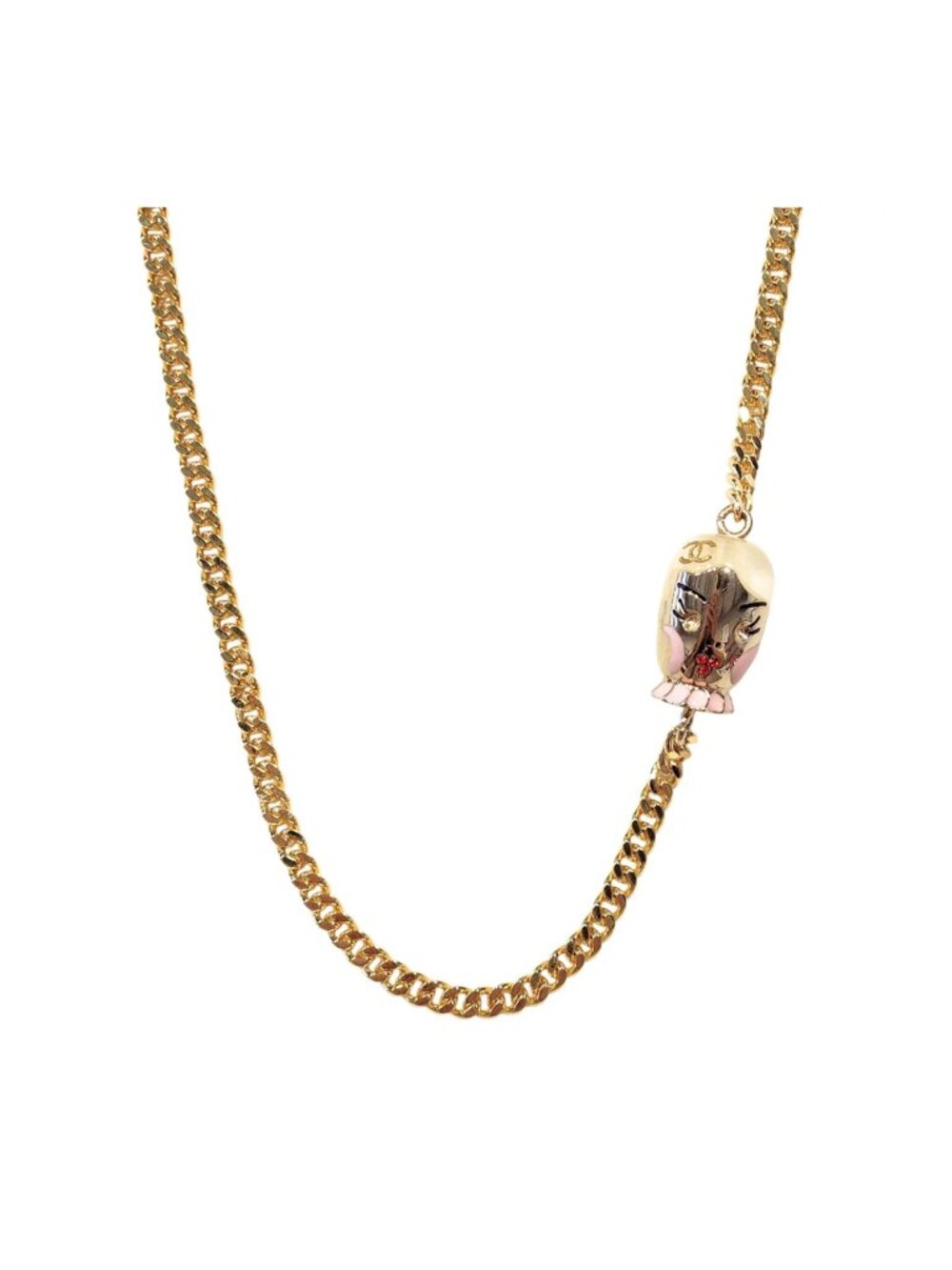 CHANEL Repurposed CC Pendant Necklace in Cuban Link